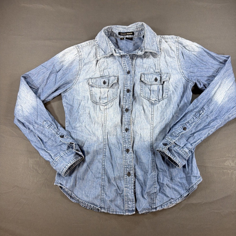 light blue wash denim button-down shirt by Sandra Ingrish Small